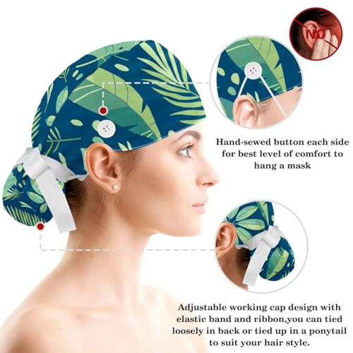 Image of Red Blooming Rose Flowers Black Working Cap with Scrunchy and Ribbon Tie for Women, Long Hair
