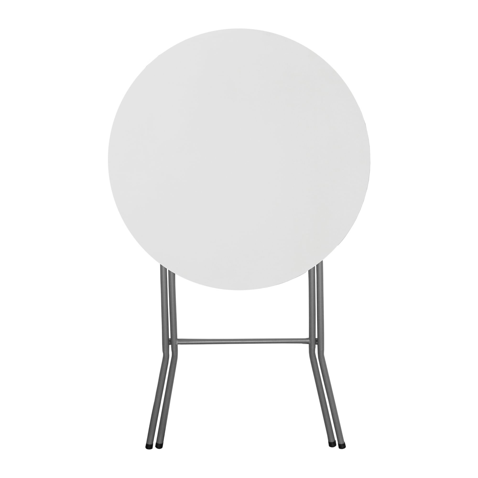 Pack 2 Mesas Altas de Cóctel 80 cm Redonda Plegable - Altura 110 cm - Tablero HDPE Blanco - Estructura Acero 22 mm - Recepciones Ferias Hostelería - Mesa de Bar Interior Exterior