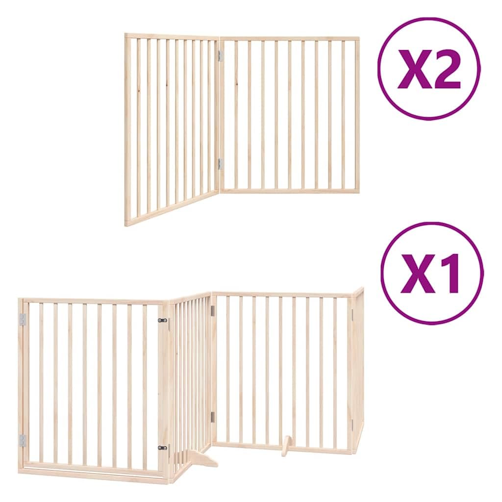 Solivagant Barrière pour Chien Pliable 8 Panneaux Bois de peuplier 14.8 KG