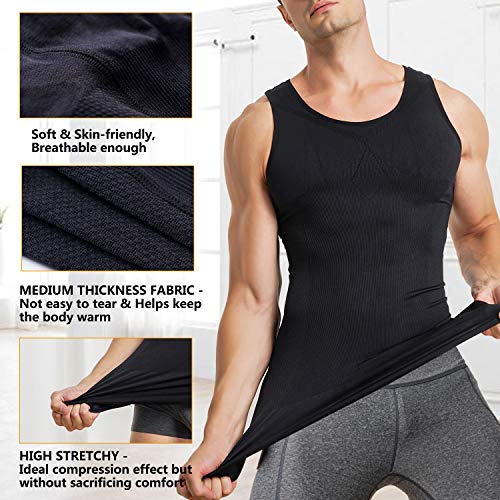 Mens Compression Shirt Slimming Body Shaper Vest Sleeveless Waist Trainer Workout Tank Top Tummy Control Shapewear3