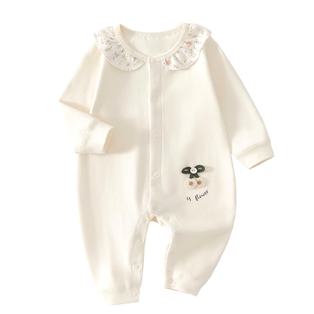 Baby nest ベビー服 女の子 長袖 カバーオール ロンパース 綿100% 前開き 長袖ボディオール 新生児服 赤ちゃん 59 66 73 80 90 - 1