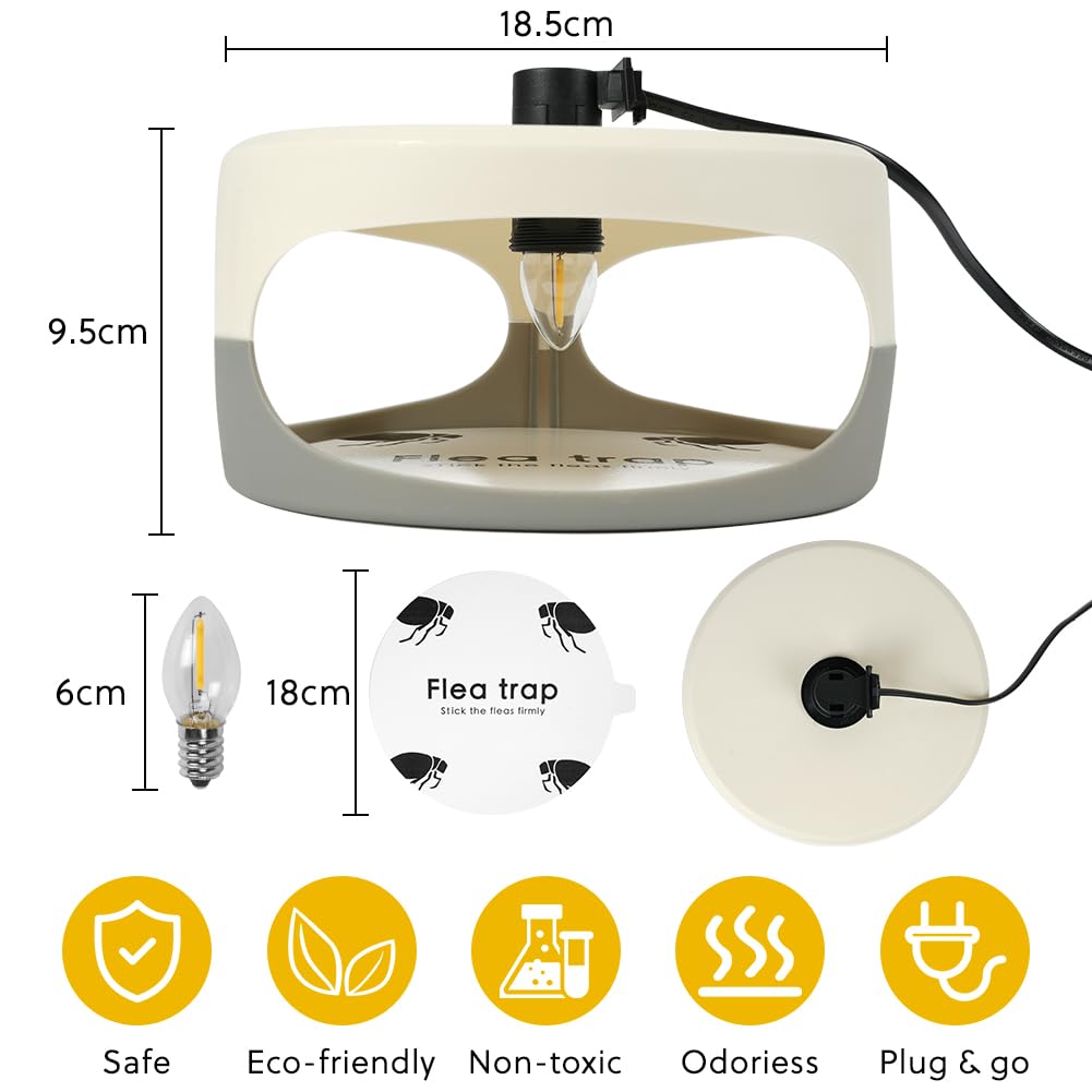 Flintronic 2PCS Trampa para Pulgas, Trampa Antipulgas, Mata Chinches, Repelente de Plagas Trampa para Pulgas, Libre de Químicos, Uso en Interiores, Paquete de 12 Discos Adhesivos