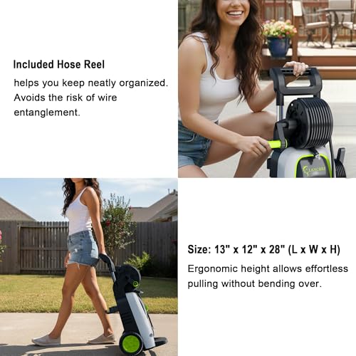 Image of 2026 Upgraded Pressure Washer 5000PSI with Luggage-Style Telescopic Handle, 4 Quick-Connect Nozzles, 500ML Soap Tank, Portable High-Power Cleaning Machine for Car, Fence, Driveway, Patio & Home,Green