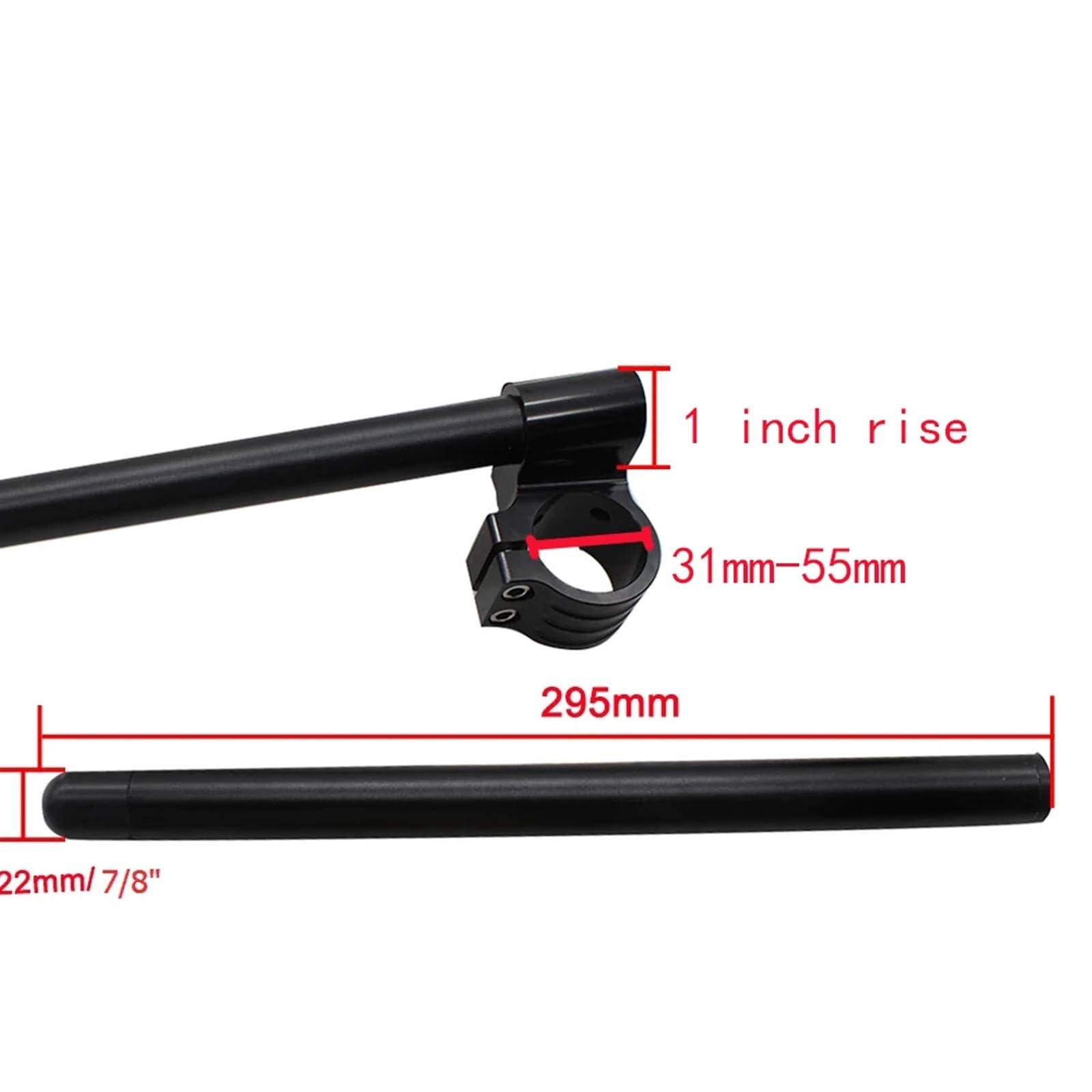 Moto Manubrio Riser CNC Universale Rised 31mm 51mm 32mm 33mm 35mm 36mm 37mm 41mm 47 50mm Moto Clip On Ons Forcella Riser Per Manubrio 7/8 "22MM Riser Moto(Colore:Riser Black 51mm)