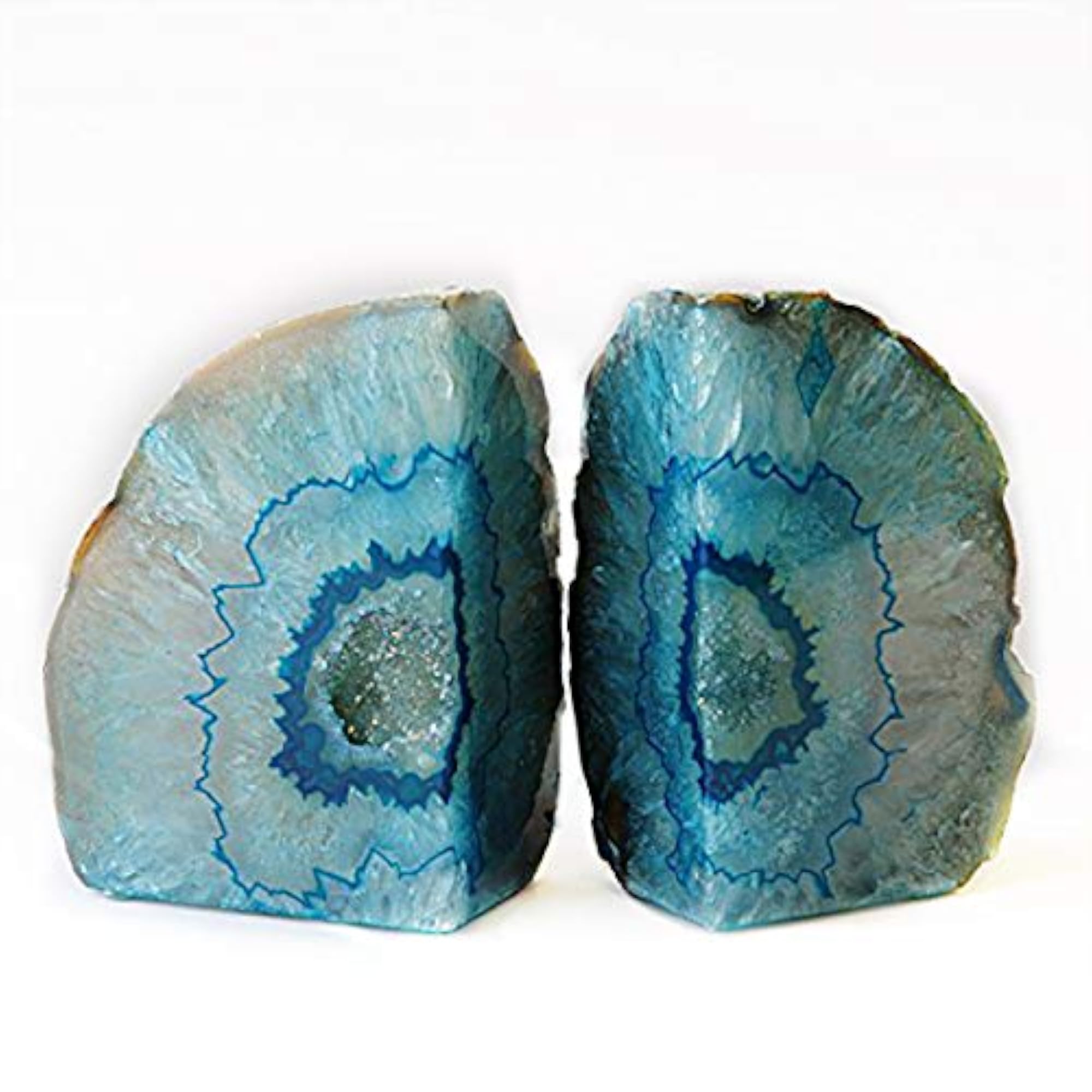 Decorative Natural Polished Dyed Green Agate Bookends, Modern Style