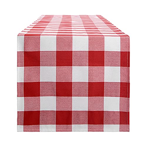 tiosggd Red and White Gingham Table Runner 72 inches, Red Buffalo Check Dresser Runners Cover Top for Wedding Picnic Bridal Shower Valentien's Day, Rustic Farmhouse Spring Party Table Decorations by tiosggd - Used condition - US$8.09