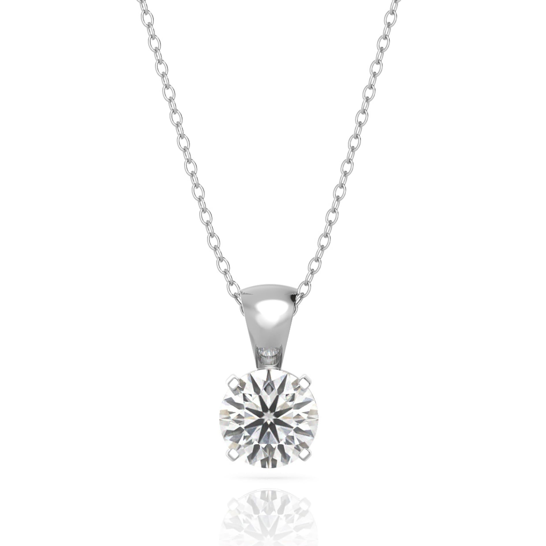 VeroziCertified 2CT Moissanite Sterling Silver Necklace For Women, Round Cut 8MM VVS1 D Color Moissanite, GRA Certified, Fine Jewelry Gifts for Women, 18'' Chain