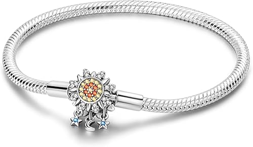 Hapour Pulsera de plata de ley 925 para mujer, mariposa, amiga, corazón, luna y estrella, cadena de serpiente, pulsera con circonita cúbica 5A