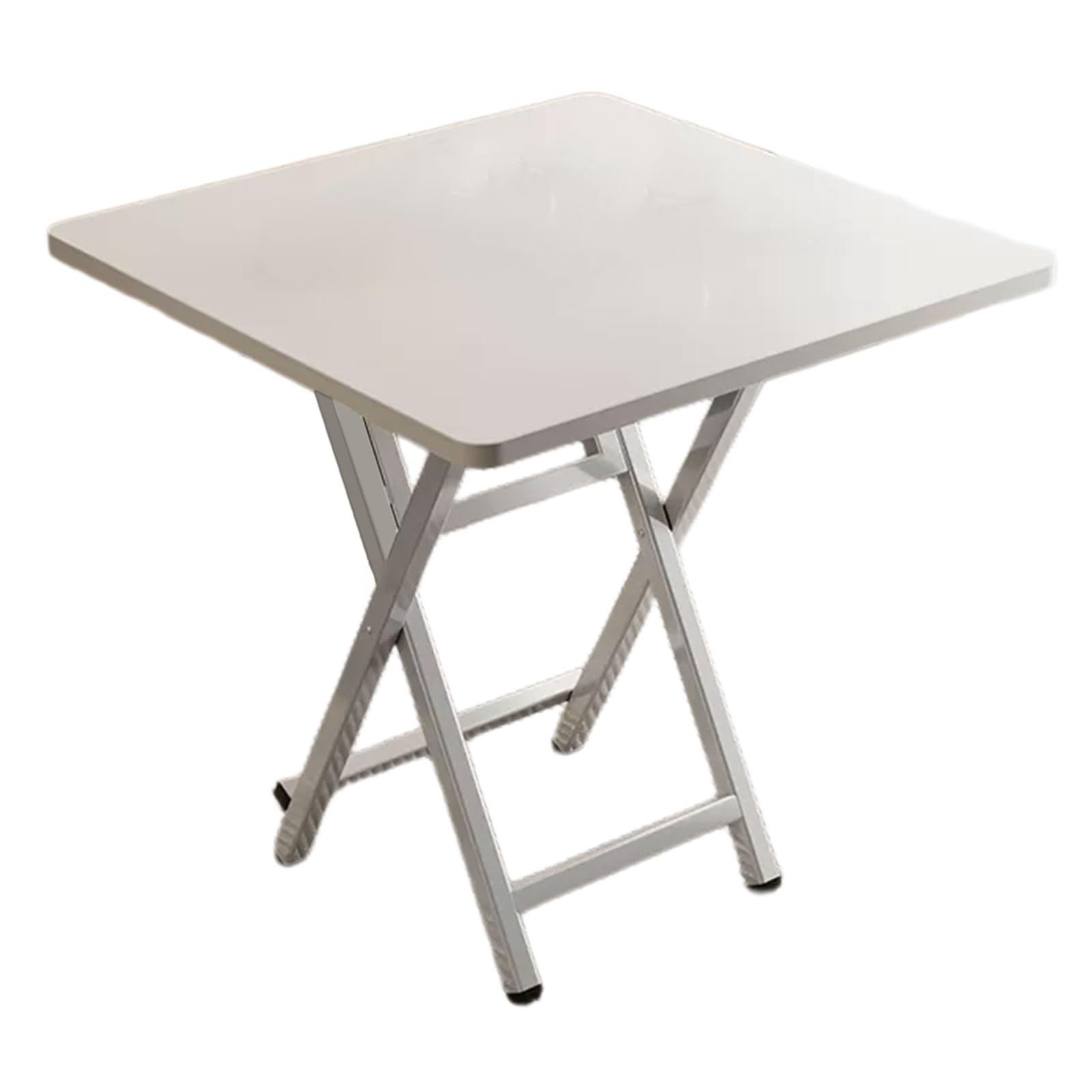 Small Foldable Table Portable Artificial Board Dining Table, Foldable and Convenient Dining Table, Small Kitchen Table Sewing Table for Small Spaces(White,60 * 60 * 72cm)