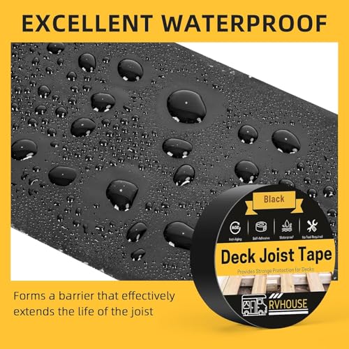 Image of Deck Joist Tape, 4 in x 50ft Waterproof Butyl Flashing Tape, 2 Pack | UV-Resistant Butyl Sealant Protects Wood Joists, Beams, Rv Roofs and Outdoor Decks from Water, Moisture and Weather Damage