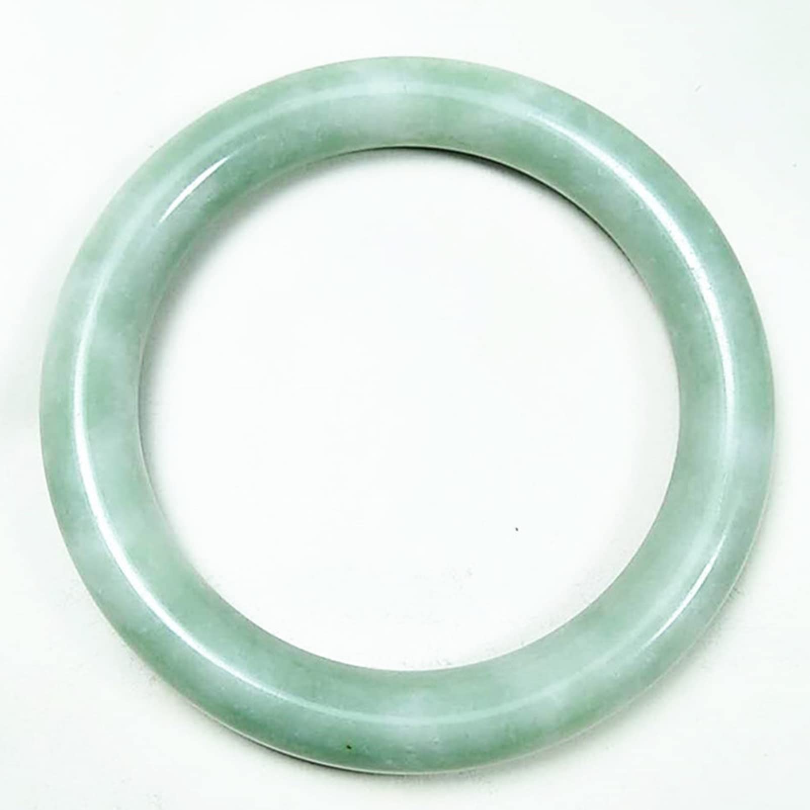 Bxsmnh Women's Light Green Natural Jade Bangle Round Bar Bracelet For Girls Classcial Retro Chinese Style Hand Jade Bracelets With Certificate And Gift Box (Color : Size : 56-57Mm)