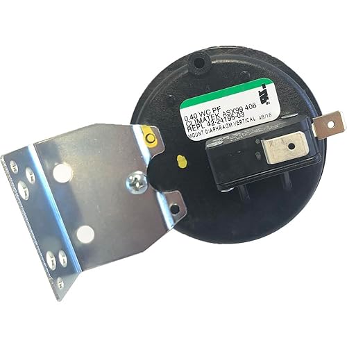ClimaTek Interruptor de presión de aire de ventilación del horno - Reemplaza la parte King del clima Rheem Ruud # 42-24387-02 0.40" WC