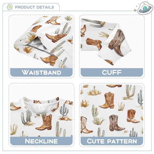 JUNZAN Western Cowboy Boho Cactus Boots Little Kids Hooded Sweatshirt Fleece Kids Pullover Hoodie Party 4T3