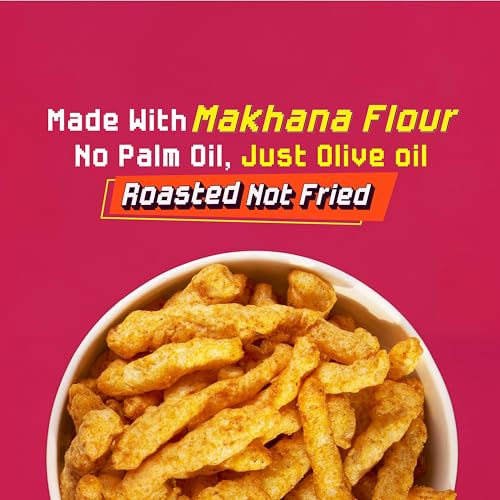Image of Makha Shaka Stix Farmley Pillow Pouch I Healthy Snacks | Namkeen Snacks I Puffed Snacks | Roasted in Olive Oi (33 g (Pack of 1), Flaming Hot Stix)