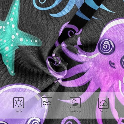 Purple Blue Octopuses Black Girl Panties Cute Toddler Underwear Custom Cotton Funny Kids Briefs Undies 2t3