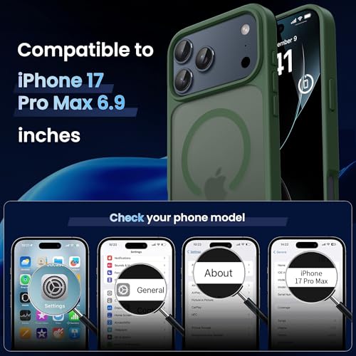 Image of CACOE Magnetic Case for iPhone 17 Pro Max 6.9 inch, Dark Green