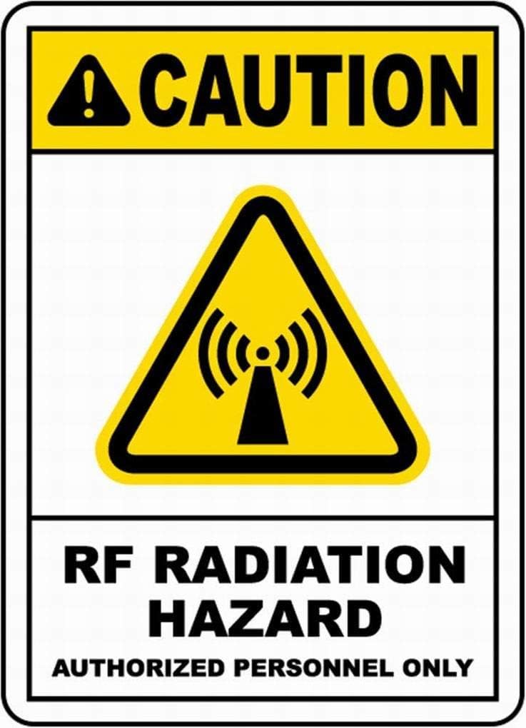 Danger RF Radiation Hazard Authorized Only Rust Free Aluminum Tin Sign - Safety Notice Decor with Pre-Drilled Holes for Factory Control Room, Office Utility - 16x12 Inch​
