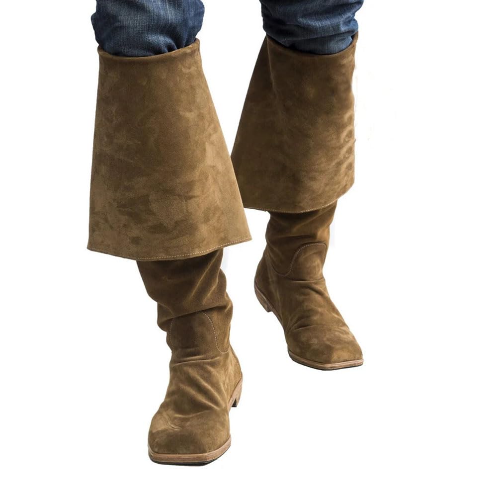 Stivali Medievali Vichingo Retrò Flanging Stivali Cavaliere Di Velluto Rinascimentale Lungo Albero Scarpe Singole per Cosplay Pirate