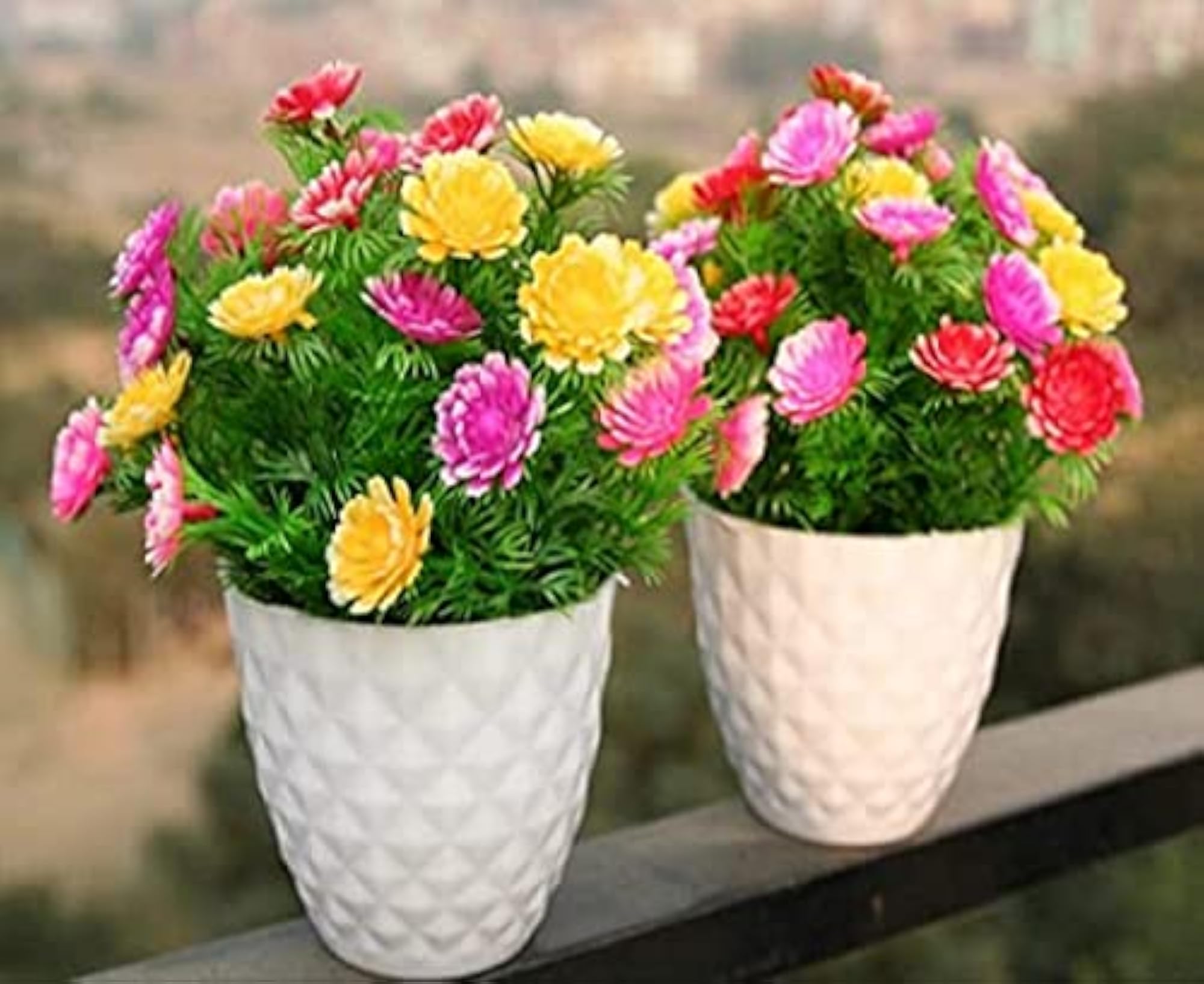 Multicolor Wild Flower Artificial Flower with Pot, Multi