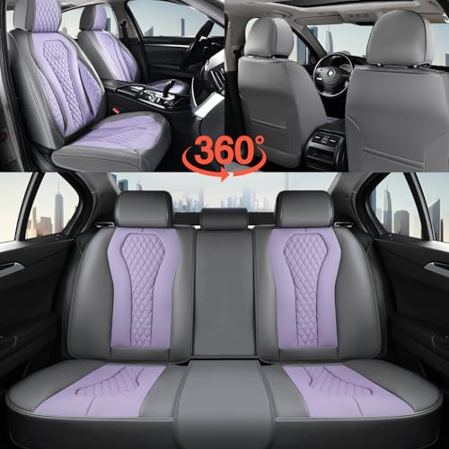 Image of Coverado Leather Seat Covers 2 Seats, Car Seat Covers Front Seats, Purple Car Seat Cover 2 Pack, Front Car Seat Covers, Car Seat Cushion, Auto Seat Covers Driver Seat Protector Universal Fit Most Cars