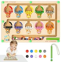 Ainiv Magnetic Colour and Number Maze, Montessori Wooden Toys Counting Matching Game, Magnetic Maze Fine Motor Skills Toys, Educational Toys for 3 4 5 6 7 Years Old Boys Girls Birthday Gifts-Ice Cream