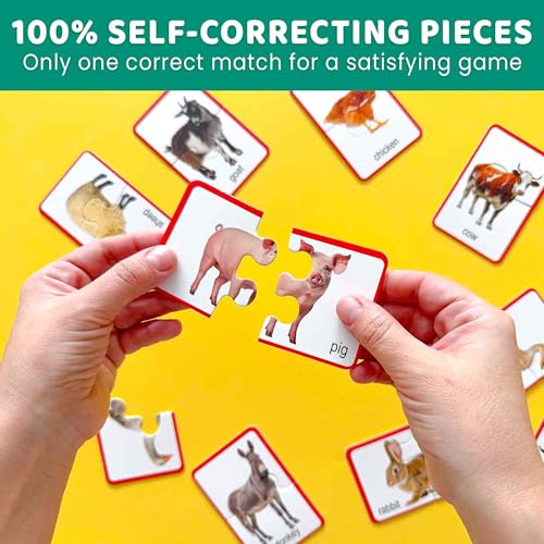 QUOKKA Toddler Puzzles Ages 2-4 – 100% Self-Correcting 16 Realistic Matching Farm Animals – Educational Toddler Puzzles Ages 1-3 with 32 Pieces - Memory Matching Games for 3-5 Years Old Boys and Girls - Image 2