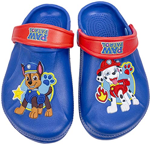 Paw Patrol Boys Clog Chase and Marshall, Molded Clog with Backstrap Blue,Kidssize 12