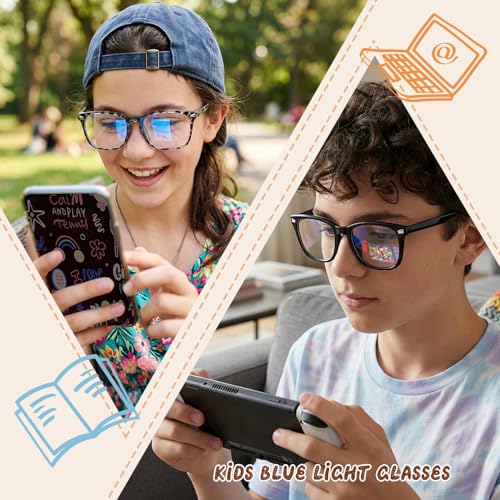 Image of Kids Blue Light Glasses for Girls Boys Teens Age 2-18, Anti Glare Computer Gaming Glasses for School & Screen Time