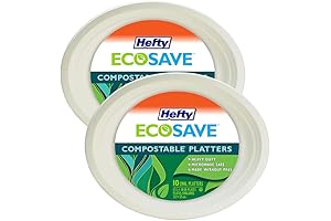 Hefty EcoSave Disposable Oval Platters: Plant-Based, Heavy-Duty Microwaveable Paper Plates