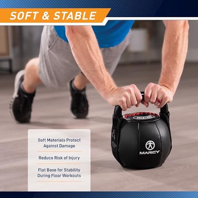 Marcy Strength Training Soft Kettlebell with Handle for Weightlifting, Conditioning, Strength and core Training 10 lbs - 40 lbs