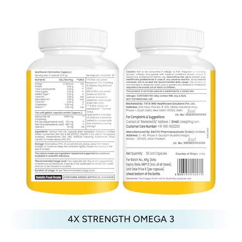 Image of Tata 1mg Salmon 4x 60 + Tata 1mg Vitamin D3 K2 60