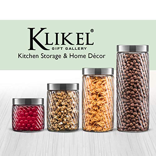 Glass Jar With Lid - Glass Canister 50Oz/1500Ml - 2Pc Canister Set For Kitchen Counter - Cookie Jar - Glass Storage Jar - Canister With Lid By Klikel #TOP5