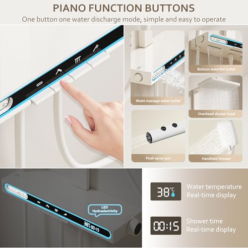 Système de douche thermostatique économiseur d'eau avec cascade spa