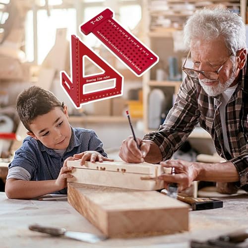Juego de regla triangular de aluminio para carpintero ideal en proyectos de bricolaje en casa 5