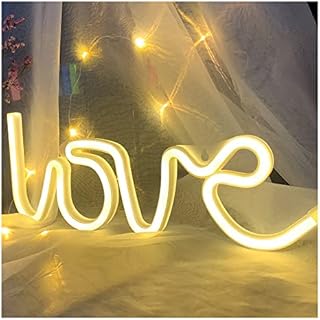ENUOLI Love Neon Lights Neon Love Light neon Light for Wall Love Neon Signs USB/Battery Operated Neon Light Signs for Bedroom Wall Neon Signs Warm White Night Light Light up Your Bedroom Party