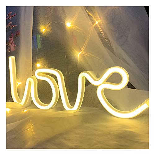 ENUOLI Love Neon Lights for Wall Love Neon Signs USB/Battery Operated Neon Light Signs for Bedroom Wall Neon Signs Warm White Night Light Light up Your Bedroom Party