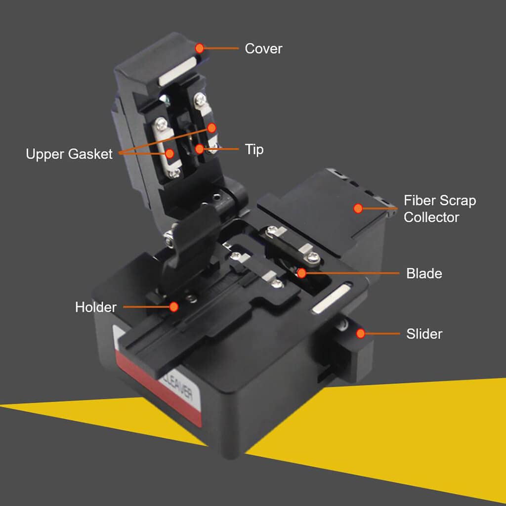 TM27 Fiber Cleaver Cortadora de Fibra Óptica, Alta Precisión con 16 Puntos de Corte de Fibra con Soporte de Fibra 3 en 1 para Fibra de 0.25mm 0.9mm 3.0mm