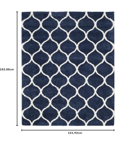 Image of Shaggy Floor Carpets for Living Room, Elegant Bed Side RunnerBedside Carpet, Sofa Area Guest Room Carpet,(4x6 Feet, Blue Ivory)