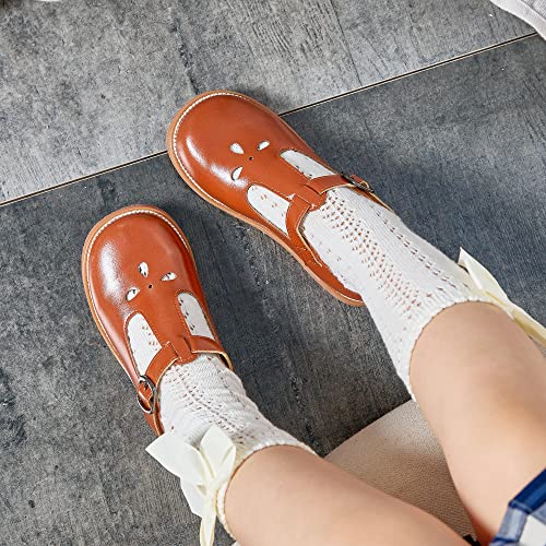 Image of Kiderence Toddler Girl Mary Jane School Uniform Dress Shoes Oxford Flats | Wide Toe Box Great Comfort for Student Shoe and Flower Girl Shoe for Wedding, Parties, Church