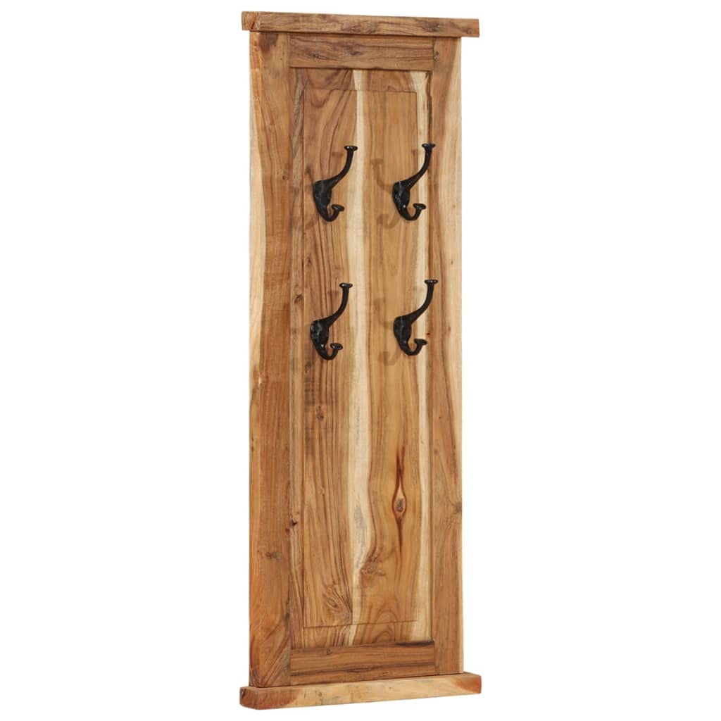 Lot de 2 porte-manteaux muraux en acacia - 38 x 100 cm - Look