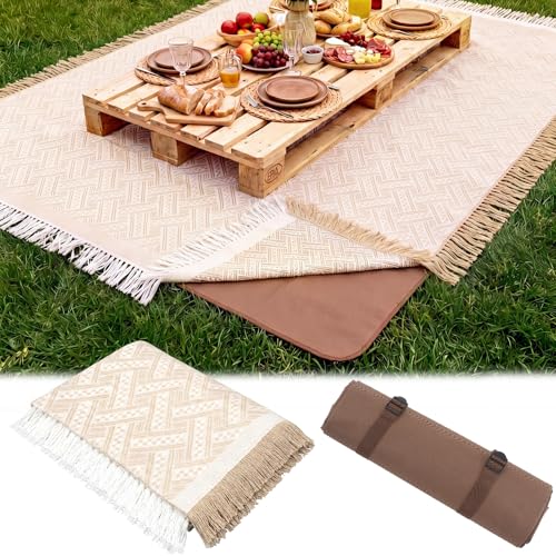 Chicplaid 2-in-1 102'' x 71'' Extra Large Beige...