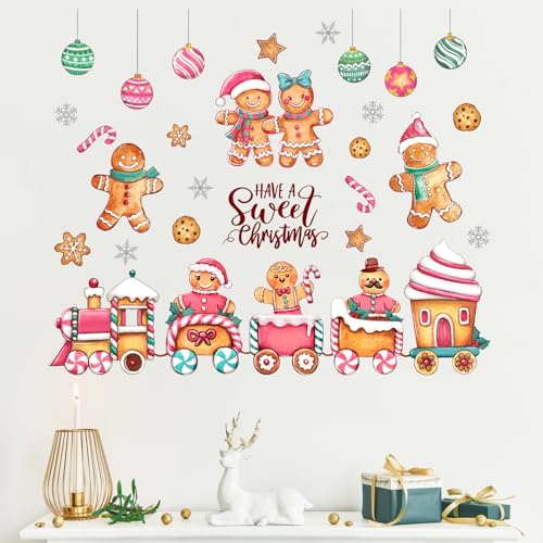 Vinilos decorativos Mfault muñeco jengibre Navidad 35x12 pulg miniatura 4