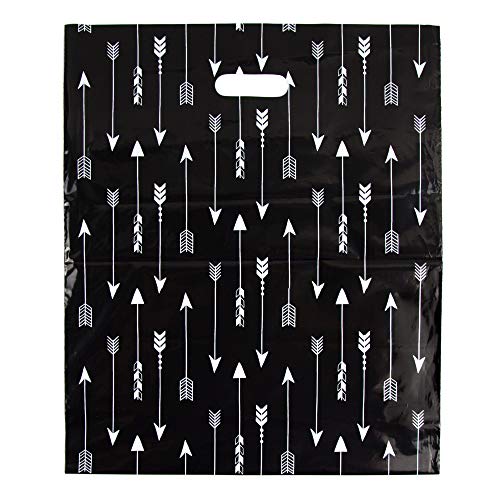 Merchandise Bags 15x18-100 Pack - Arrows (Black) - Glossy Retail Bags - Shopping Bags for Boutique - Boutique Bags - Plastic Shopping Bags