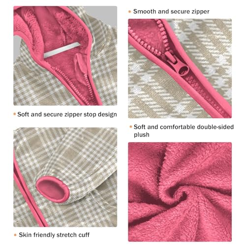 GuoChe Brown Taupe Tartan Baby Boy Sherpa Jacket3