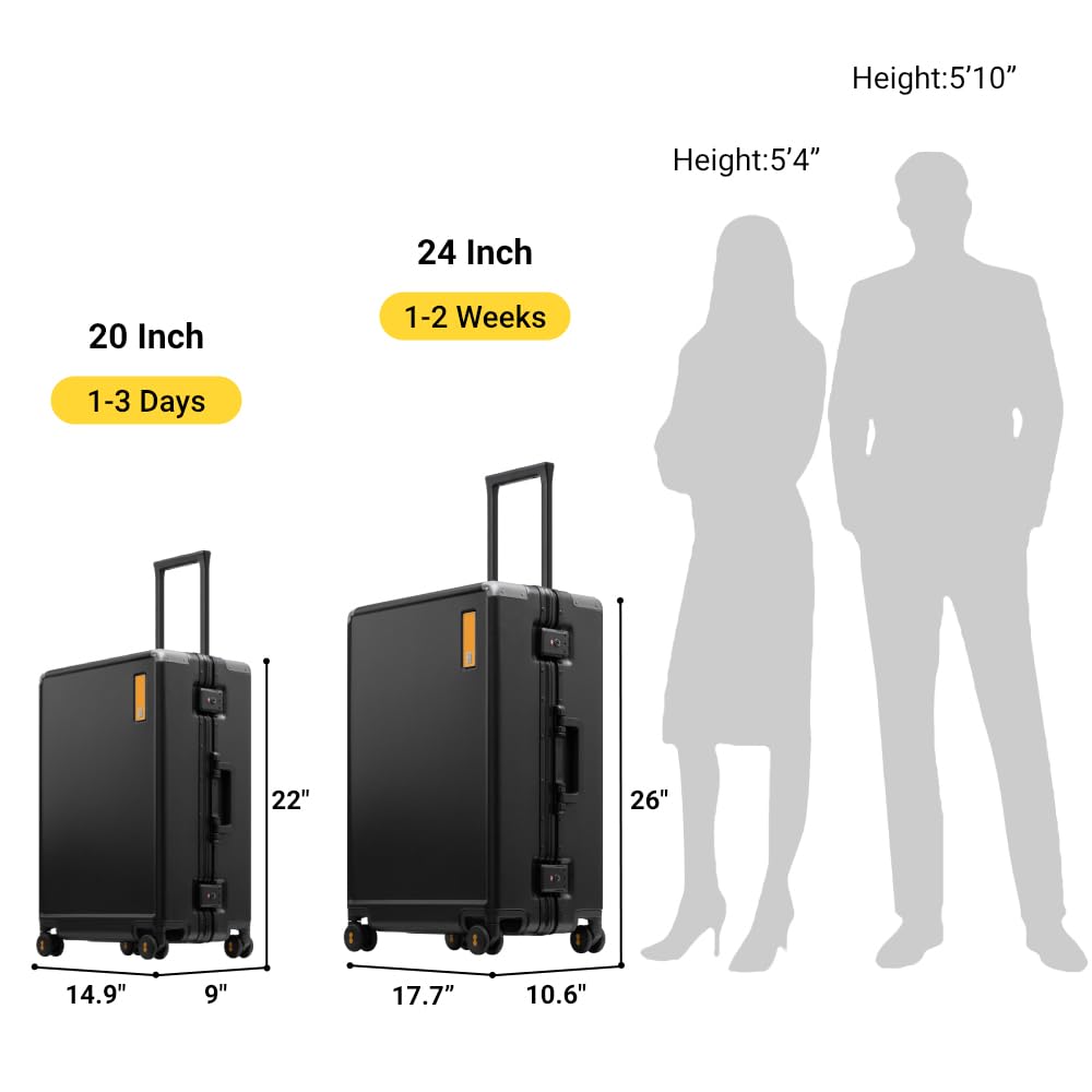 LEVEL8 Valise Soute Alu Serrure TSA sans Fermeture,45x27x66cm,68L,Nior