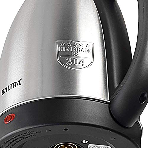 Image of BALTRA Electric Cordless Fast Kettle 1350W | 304 Stainless Steel, Food Grade, Fast Boil, Auto Power Off, Concealed Heating, Heat-Resistant Handle, Travel-Friendly Hot Water Kettle (1.8L Capacity)