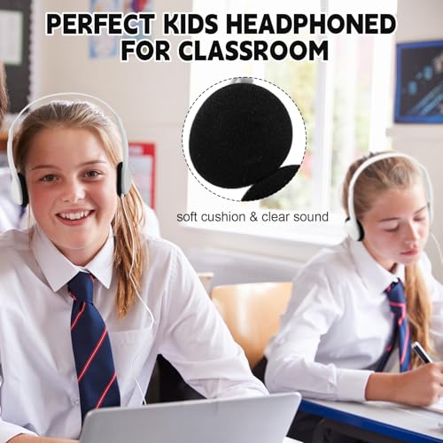Image of Konohan 10 Pack Headphones Bulk Headphone for School Classroom Student Wired Headphones Adjustable with 3.5 mm Jack for Adults (White)