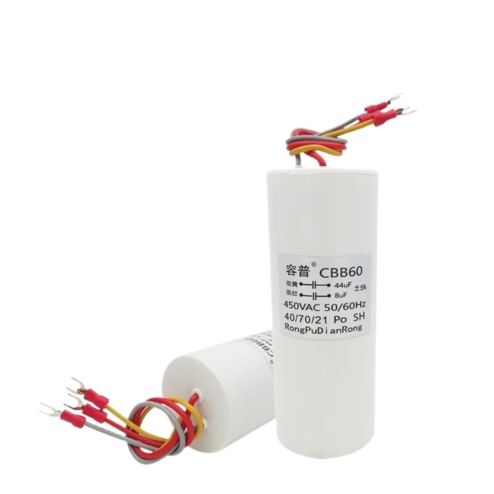 Condensador de arranque de grúa de motor de poste de elevación de polipasto eléctrico de 450 V, condensador dual de 3 cables y 44 UF + 8 UF CBB60