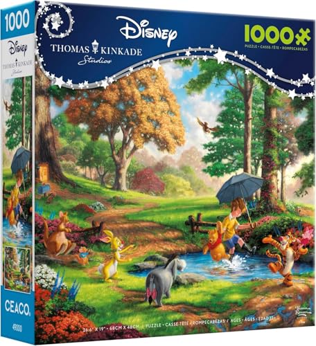 Ceaco - Puzzles for Adults 1000 Pieces Thomas Kinkade Disney Winnie The Pooh Jigsaw, Made in USA, Premium Recycled Board
