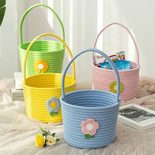 Cesta de almacenamiento tejida de cuerda de algodón para objetos pequeños 4
